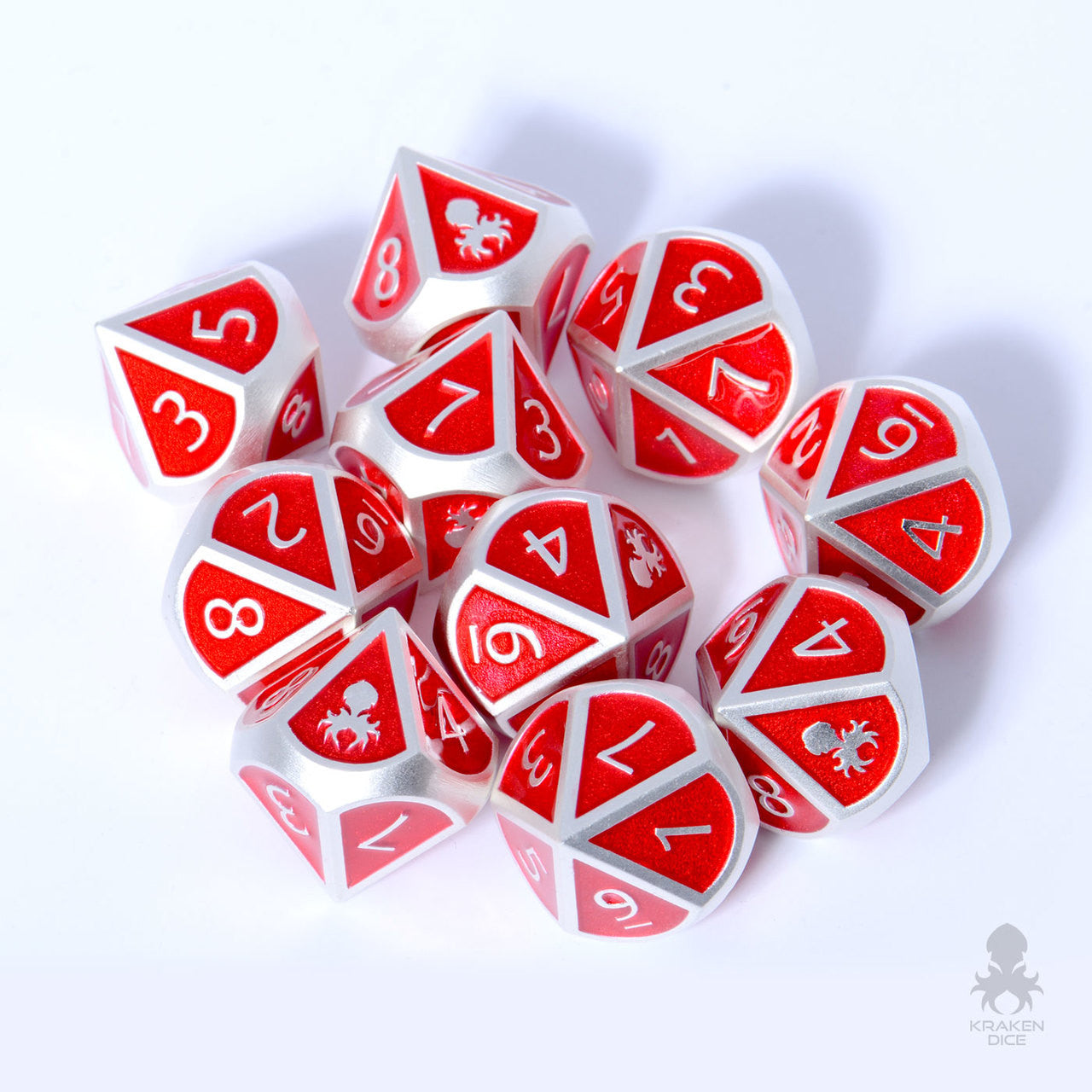 10pc Dark Prince Metal D10 with Kraken Logo Dice Set for RPGs